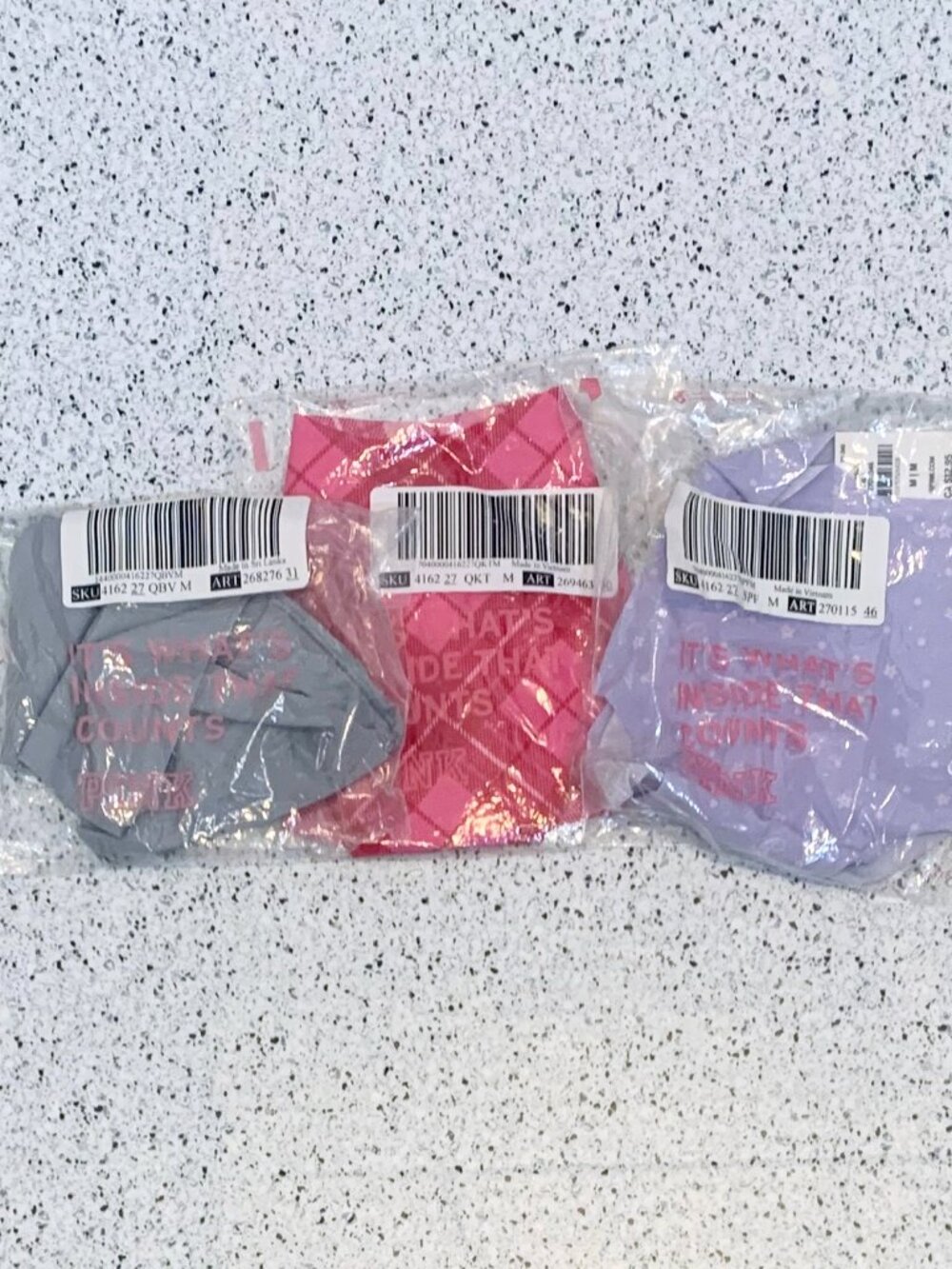 3X Victoria's Secret PINK No-Show Cheeky Panty Plaid Print Medium NWT